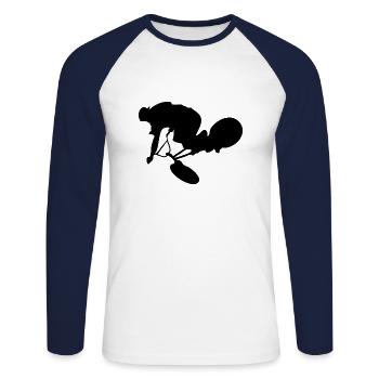 BMX Bmxer - T-shirt baseball manches longues Homme - blanc/marine - Devant - Nik (191cm)