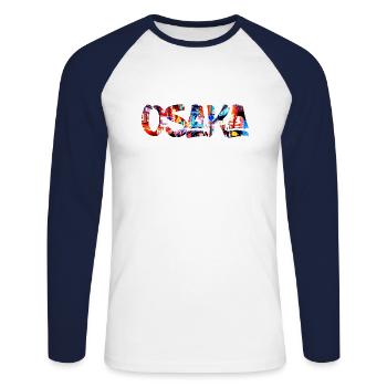 Osaka city in Japan country Asia trip - Unisex Long Sleeve Baseball T-Shirt - white/navy - Front - Nik (191cm)