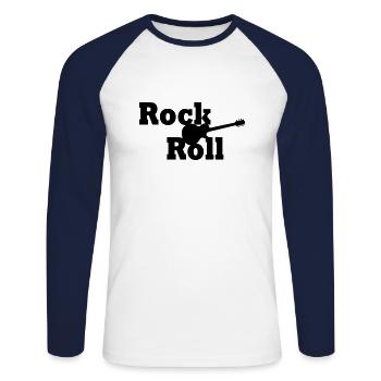 Rock And Roll - Unisex Long Sleeve Baseball T-Shirt - white/navy - Front - Nik (191cm)