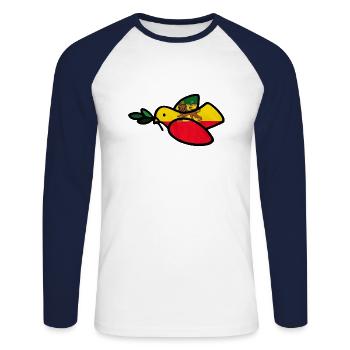 Paix en Ethiopie - T-shirt baseball manches longues Homme - blanc/marine - Devant - Nik (191cm)