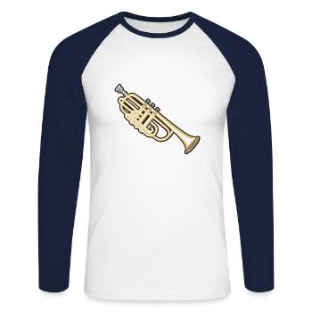 trumpet - Unisex Long Sleeve Baseball T-Shirt - white/navy - Front - Nik (191cm)