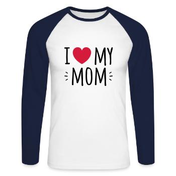 I love my mom - Unisex Baseballshirt langarm - Weiß/Navy - Vorne - Nik (191cm)
