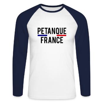 Pétanque France Petanque Frankreich Boule Boccia - Unisex Baseballshirt langarm - Weiß/Navy - Vorne - Nik (191cm)