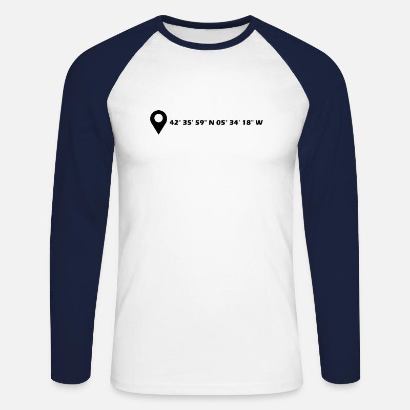 León coordinates - Unisex Long Sleeve Baseball T-Shirt - white/navy