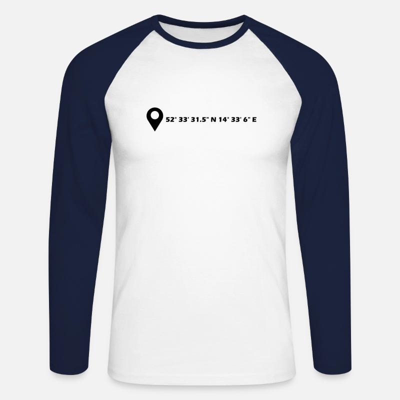 Coordonnées Francfort-sur-l’Oder - T-shirt baseball manches longues Homme - blanc/marine