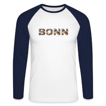 Bonn Hund - Unisex Baseballshirt langarm - Weiß/Navy - Vorne - Nik (191cm)