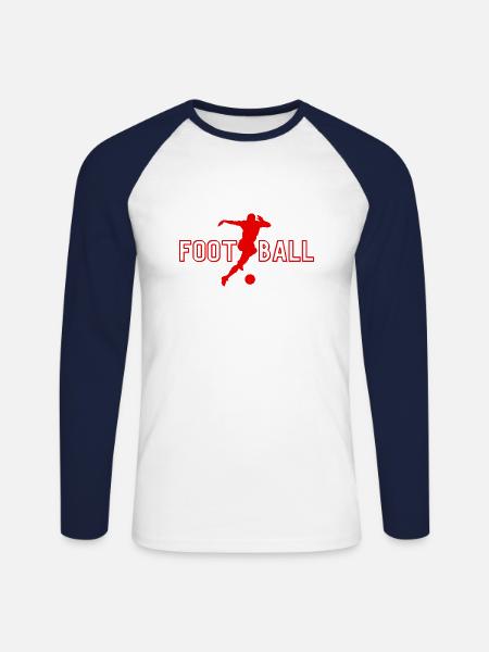 Fußball - Fußball Geschenkidee - Unisex Baseballshirt langarm - Weiß/Navy