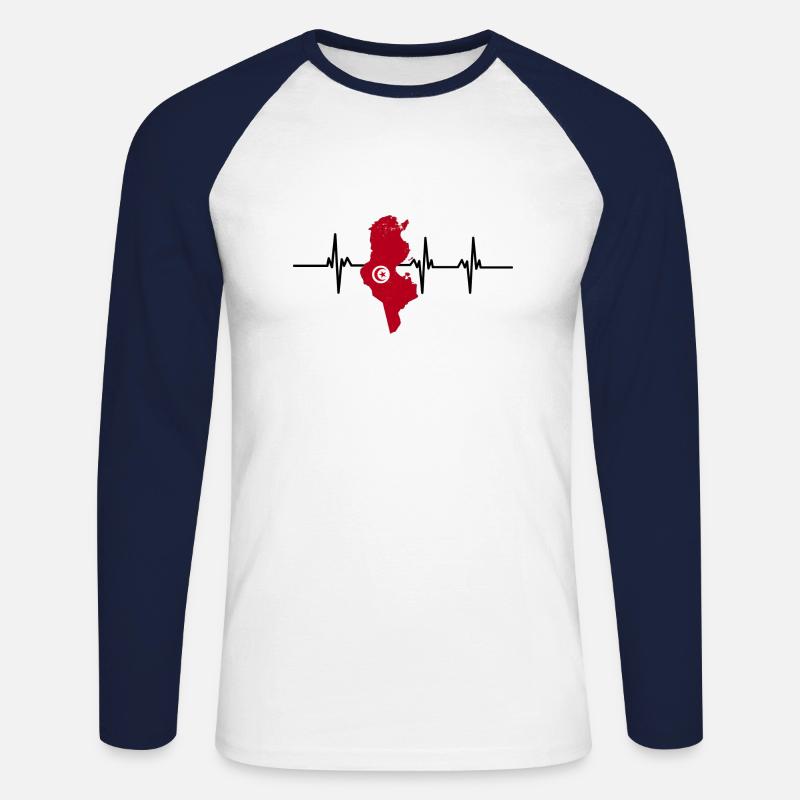 Battito cardiaco Tunisia - Maglia da baseball a manica lunga da uomo - bianco/navy