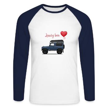 Cadeau Saint Valentin pour les amoureux de la voiture 4x4 Offroad - T-shirt baseball manches longues Homme - blanc/marine - Devant - Nik (191cm)