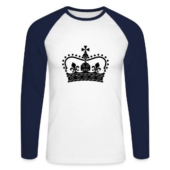 Krone. Symbol, Form, Cool - Unisex Baseballshirt langarm - Weiß/Navy - Vorne - Nik (191cm)