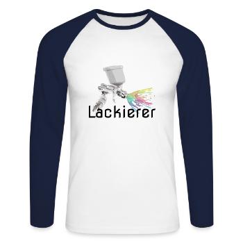 Der Lackierer - Unisex Baseballshirt langarm - Weiß/Navy - Vorne - Nik (191cm)