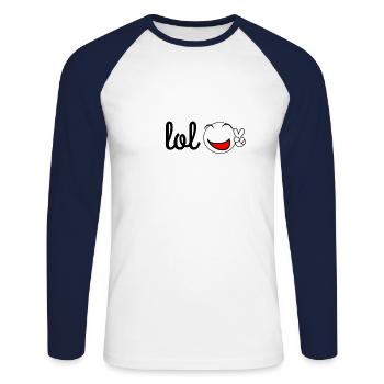 LOL - Unisex Long Sleeve Baseball T-Shirt - white/navy - Front - Nik (191cm)