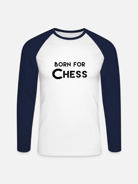 Ich liebe Schach, Schach, Schach Hoodies, Schach T Shirts - Unisex Baseballshirt langarm - Weiß/Navy