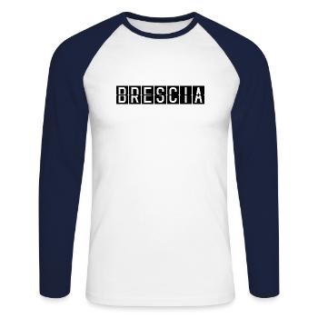 Panneau de l’aéroport de Brescia - T-shirt baseball manches longues Homme - blanc/marine - Devant - Nik (191cm)