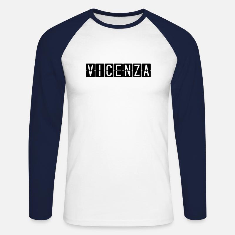 Vicenza Flughafentafel - Unisex Baseballshirt langarm - Weiß/Navy
