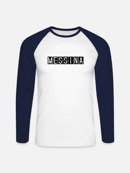 Messina Flughafentafel - Unisex Baseballshirt langarm - Weiß/Navy