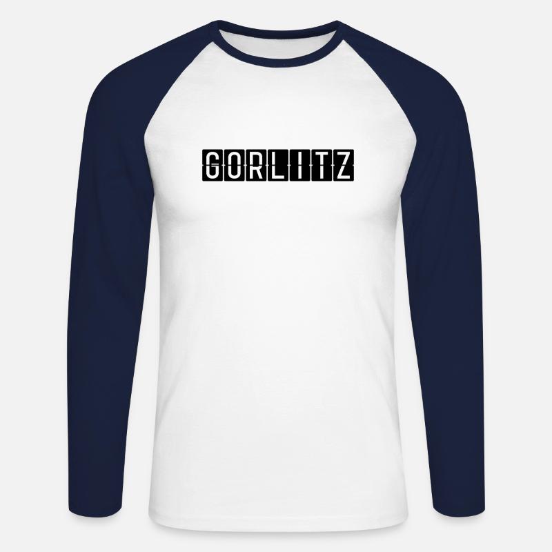Görlitz Flughafentafel - Unisex Baseballshirt langarm - Weiß/Navy