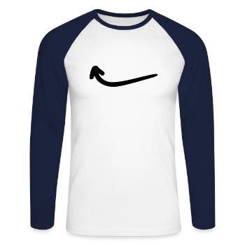 Arrow drawing sketch black - Unisex Long Sleeve Baseball T-Shirt - white/navy - Front - Nik (191cm)