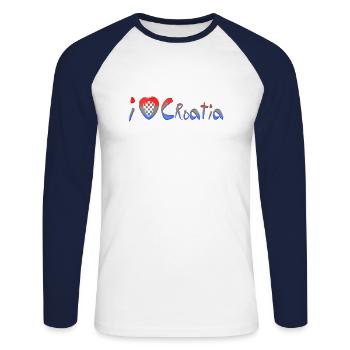Kroatien hrvatska kroatien hrv reisen europa zagreb - Unisex Baseballshirt langarm - Weiß/Navy - Vorne - Nik (191cm)