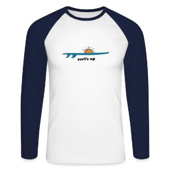 Planche de surf Surfer Sports nautiques - T-shirt baseball manches longues Homme - blanc/marine - Devant - Nik (191cm)