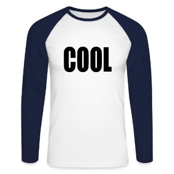 Cool - T-shirt baseball manches longues Homme - blanc/marine - Devant - Nik (191cm)