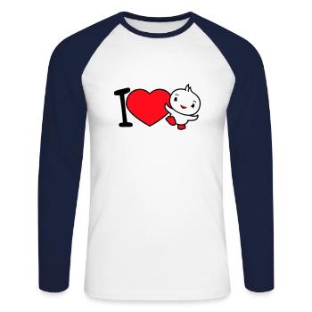 J’aime oiseau coeur symbole amour heureux mignon - T-shirt baseball manches longues Homme - blanc/marine - Devant - Nik (191cm)
