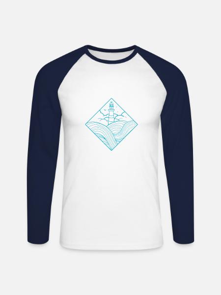 lighthouse - Unisex Long Sleeve Baseball T-Shirt - white/navy