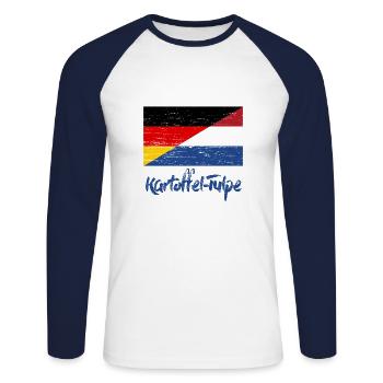 Potato Tulip Deusch-Dutch - Unisex Long Sleeve Baseball T-Shirt - white/navy - Front - Nik (191cm)