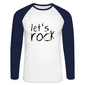 let's rock - rock 'n' roll music festival - Unisex Long Sleeve Baseball T-Shirt - white/navy - Front - Nik (191cm)
