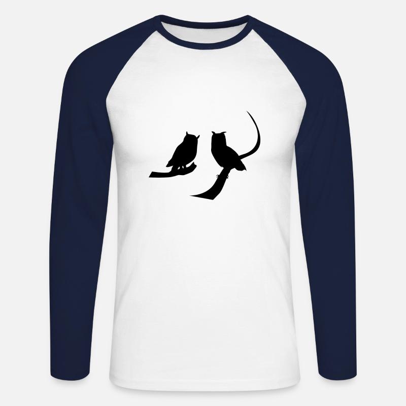 Eule Uhu Kautz - Unisex Baseballshirt langarm - Weiß/Navy