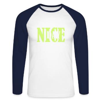 Nice day 1 - Unisex Long Sleeve Baseball T-Shirt - white/navy - Front - Nik (191cm)
