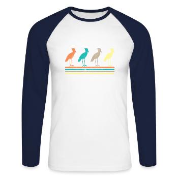 Shoebill Bird Ornithologist Forest I Gift - Unisex Long Sleeve Baseball T-Shirt - white/navy - Front - Nik (191cm)