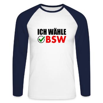 ich wähle bsw - Unisex Baseballshirt langarm - Weiß/Navy - Vorne - Nik (191cm)