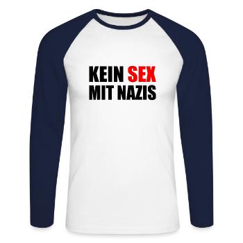 kein sex mit nazis - Unisex Baseballshirt langarm - Weiß/Navy - Vorne - Nik (191cm)