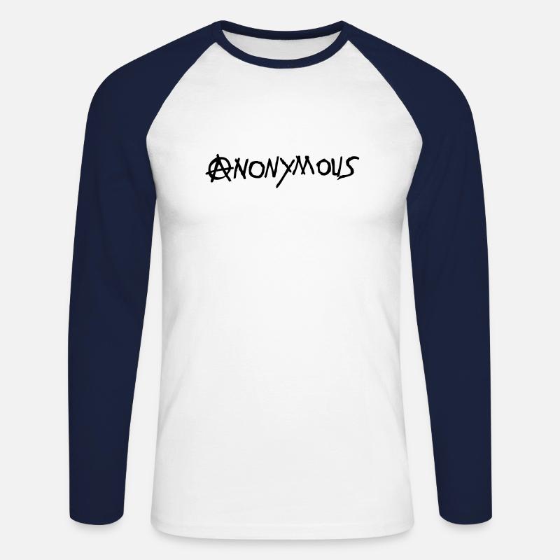 Anarchie-Logo anonymous1 - Unisex Baseballshirt langarm - Weiß/Navy