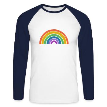 Arc-en-ciel - T-shirt baseball manches longues Homme - blanc/marine - Devant - Nik (191cm)