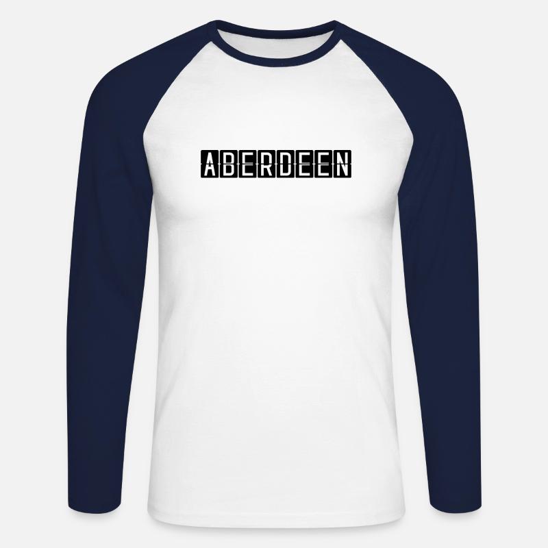 Aberdeen Flughafentafel - Unisex Baseballshirt langarm - Weiß/Navy