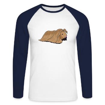 Long haired guinea pig - Unisex Long Sleeve Baseball T-Shirt - white/navy - Front - Nik (191cm)