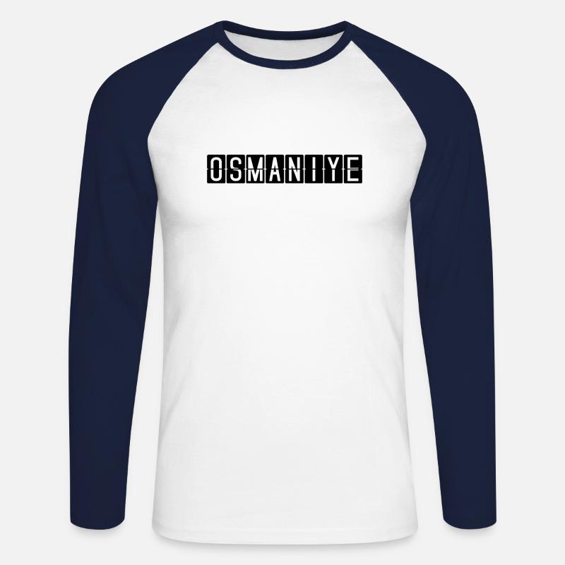Osmaniye Flughafentafel - Unisex Baseballshirt langarm - Weiß/Navy