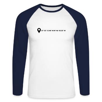 Coordonnées de Córdoba - T-shirt baseball manches longues Homme - blanc/marine - Devant - Nik (191cm)