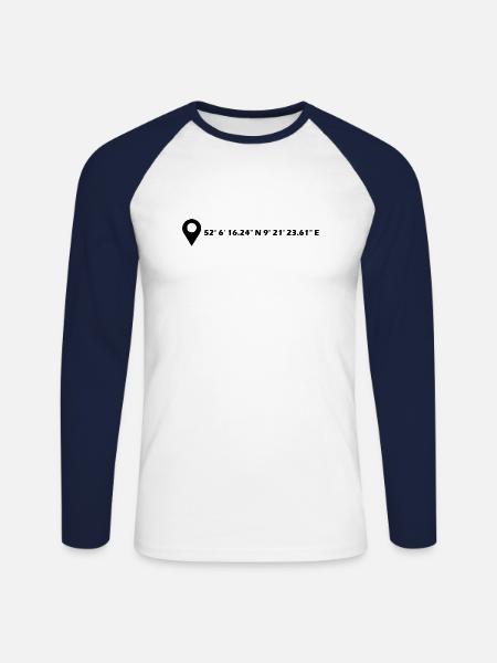 Hamelin coordinates - Unisex Long Sleeve Baseball T-Shirt - white/navy