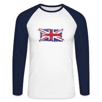 british grunge style - Unisex Long Sleeve Baseball T-Shirt - white/navy - Front - Nik (191cm)