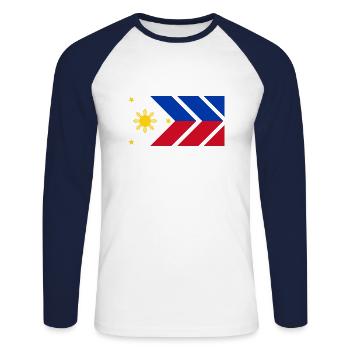 Philippinen Filipino Flagge Stolz I Geschenk - Unisex Baseballshirt langarm - Weiß/Navy - Vorne - Nik (191cm)