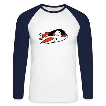 Canard vaisseau spatial Pilote Espace Science fiction Cool - T-shirt baseball manches longues Homme - blanc/marine - Devant - Nik (191cm)