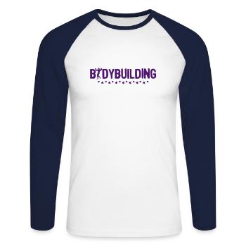 MOT4 body bodybuilding star athlete m - Unisex Long Sleeve Baseball T-Shirt - white/navy - Front - Nik (191cm)