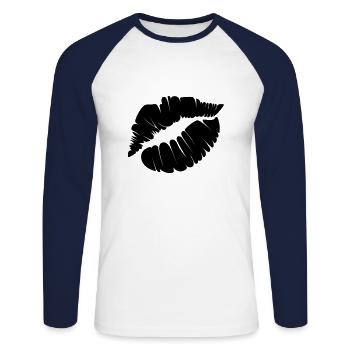 Lèvre - T-shirt baseball manches longues Homme - blanc/marine - Devant - Nik (191cm)