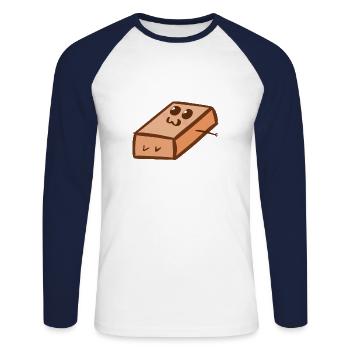Briques en briques Heureux Drôle Cool - T-shirt baseball manches longues Homme - blanc/marine - Devant - Nik (191cm)