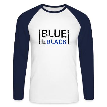 BLUE is the new BLACK - Unisex Long Sleeve Baseball T-Shirt - white/navy - Front - Nik (191cm)
