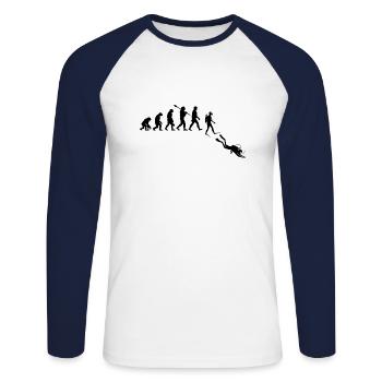 Plongée Évolution Rétro Cadeau Pour Plongeurs - T-shirt baseball manches longues Homme - blanc/marine - Devant - Nik (191cm)