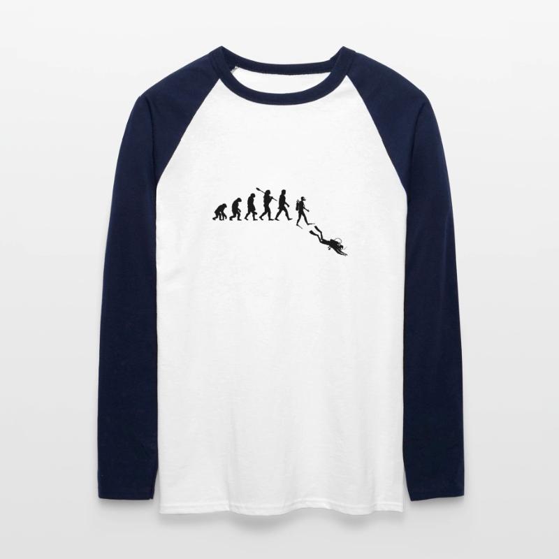 Diving Evolution Retro Gift For Diver Unisex Long Sleeve Baseball T-Shirt